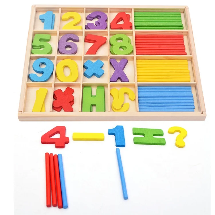 Wooden Math Counting Stick Set Teaching Aids for Early Children Education