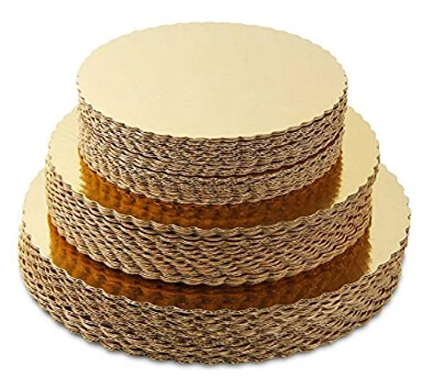 Corrugated Paper Round Cake Boards Cardboard Disposable golden Cake Pizza Circle Scalloped edge Gold
