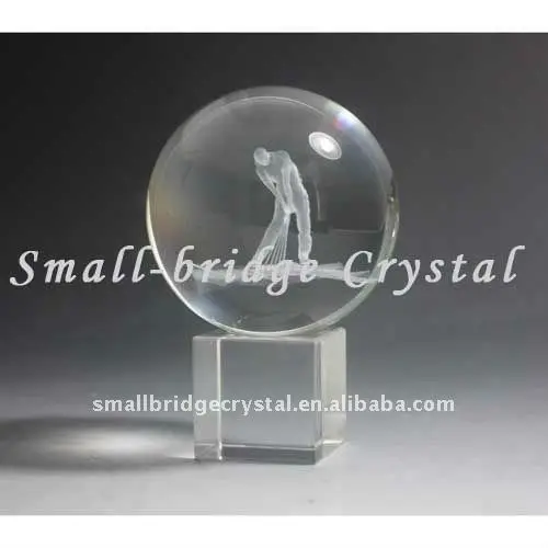 crystal ball engraving Golfer