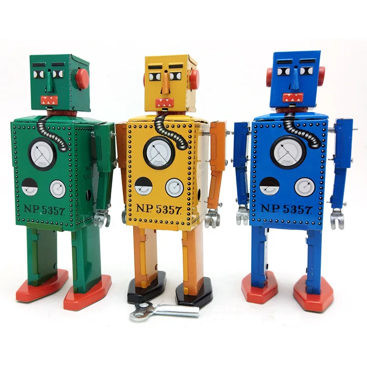 Lilliput Robot Retro Clockwork Wind Up Tin Toy w/ Box Collectibles Kids Gift 