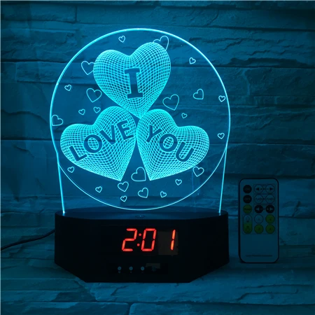 Fancy product 3d Night Light 3D  Remote Control Optical Illusion Acrylic Desk Lamp 7 Color Change LED Display Time And Calendar