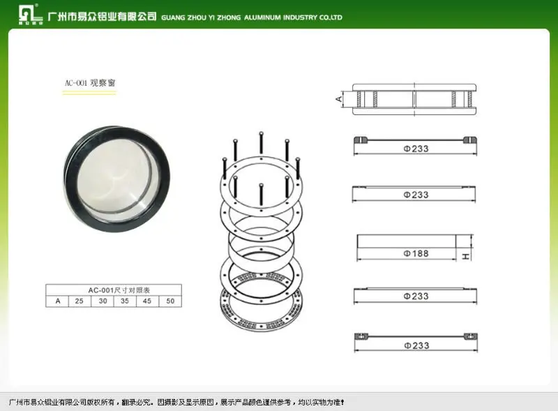 Cabinet Ahu Hole Viewport Observation Window for air Handling Unit Access Door