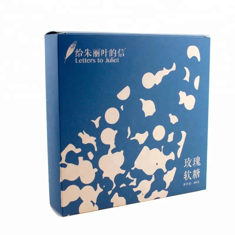 Пользовательские фантазии синий складной бумажная упаковка коробка для конфет