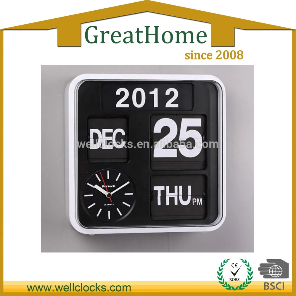 Modern Square Flip Clock with Auto Calendar for Living Room & OEM
