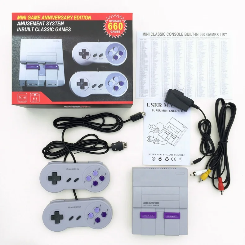 ТВ Ретро видео игровая консоль встроенные 660 классических игр AV выход для SN ES с двойными контроллерами