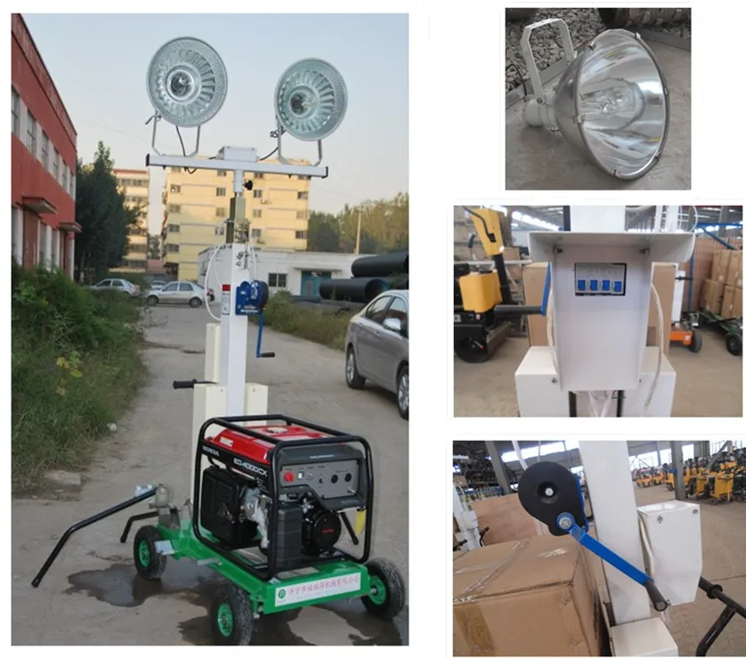 8kW Portable Lighting Tower Diesel Generator 12KW 15KVA 380V 60HZ