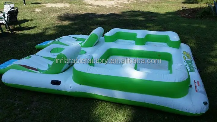 Multiplayer Water Inflatable Island Raft Tropical Tahiti Inflatable Floating Island for Sale