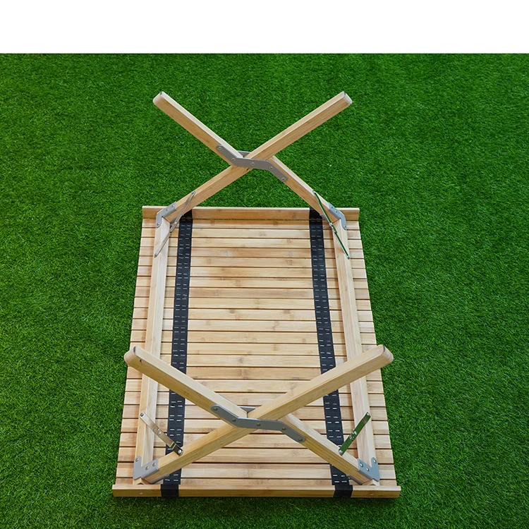 
 Складная уличная бамбуковая мебель HT020, распродажа, регулируемые ножки, алюминиевый уличный стол  
