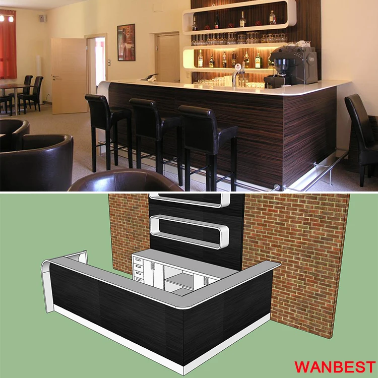 Portable L Shape Corner bar Counter Reception Desk for bar or Restaurant