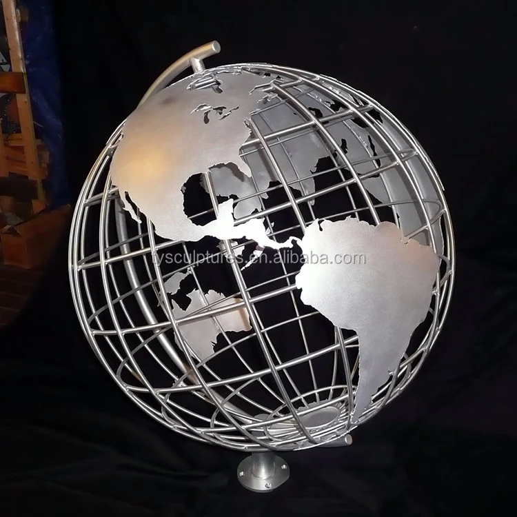 Big Size Outdoor Garden Decoration Granite Man Carrying Stainless Steel World Globe Sculpture