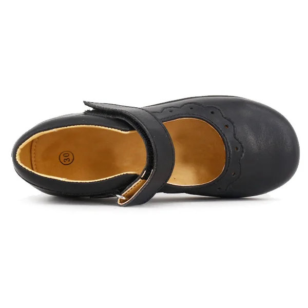 Guangzhou Manufacturer Primary Children Leather Girls School Shoes with Rubber Sole