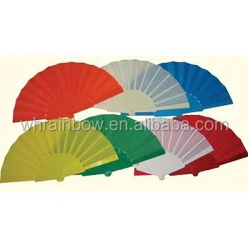 Складной тканевый ручной вентилятор с пластиковой ручкой