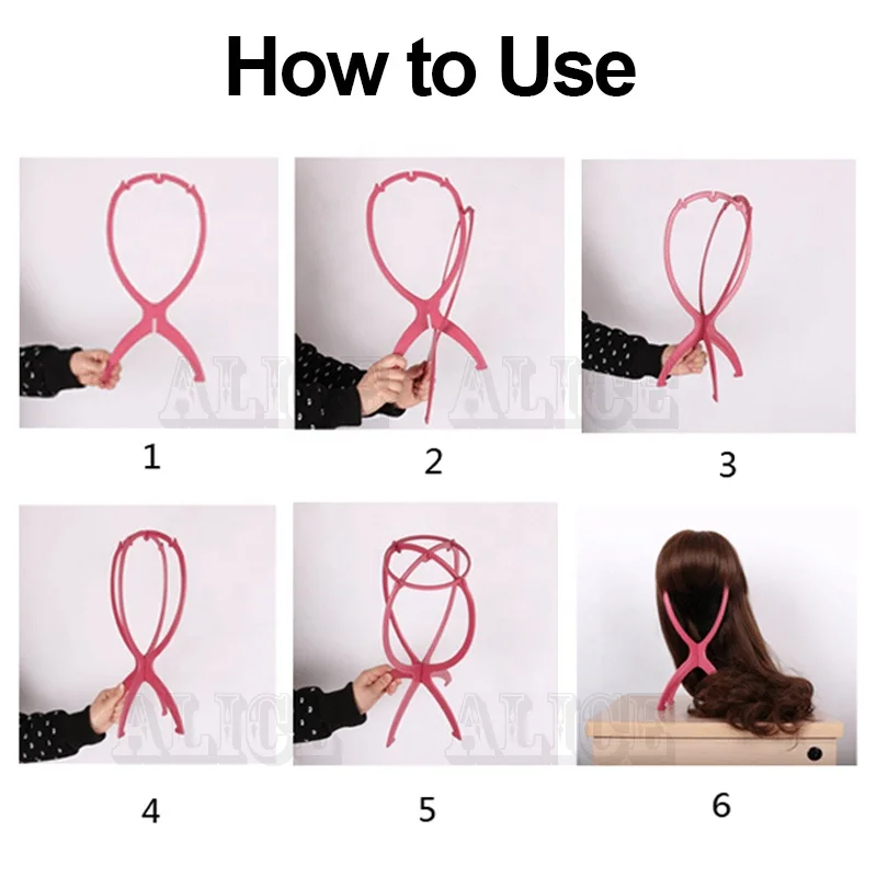 Popular Portable Folding Plastic Wig Stand Support Perruque Wig Clamp