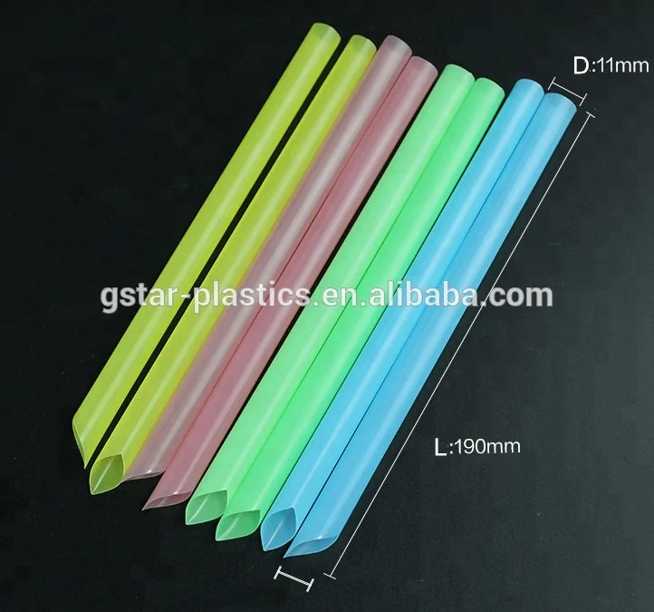 12mm 11mm Wide Neon Jumbo Plastic Straws PP Straight Pointy PP