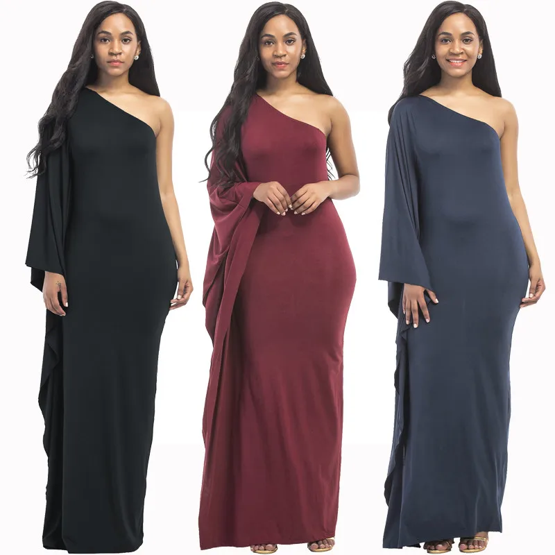 one shoulder maxi casual dresses