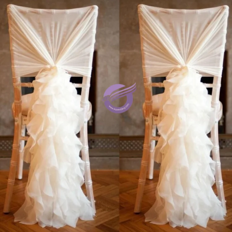 Chiffon Chair Wrap Hood Cover Curly Willow Sashes For Wedding Decoration 