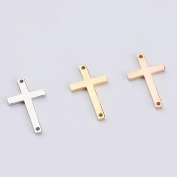 Gold Plated High Polished Stainless Steel 11*18mm Christ Cross Charms for DIY Jewelry Bracelet Making