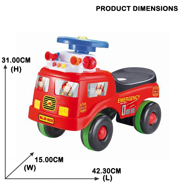 JK TOYS Kid Ride on Car Fire Engine Truck With Music and Policelight