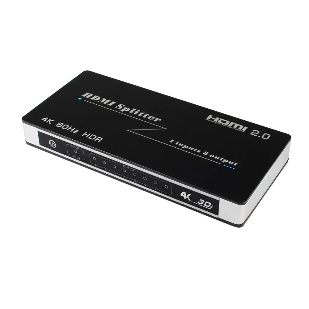 Сертифицированный RoHs CE 1x8 HDMI сплиттер 1 в 8 Выход HDCP 2,0 версия видео аудио сплиттер с EDID