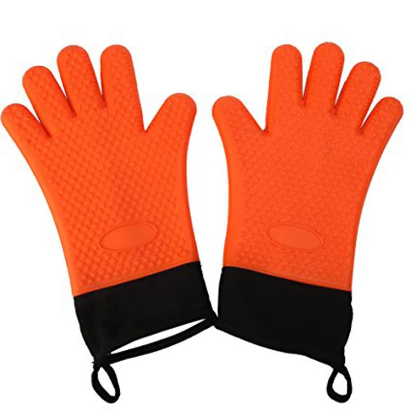 Easy Clean Silicone Bbq Cooking Gloves Heat Resistant Kitchen Grilling
