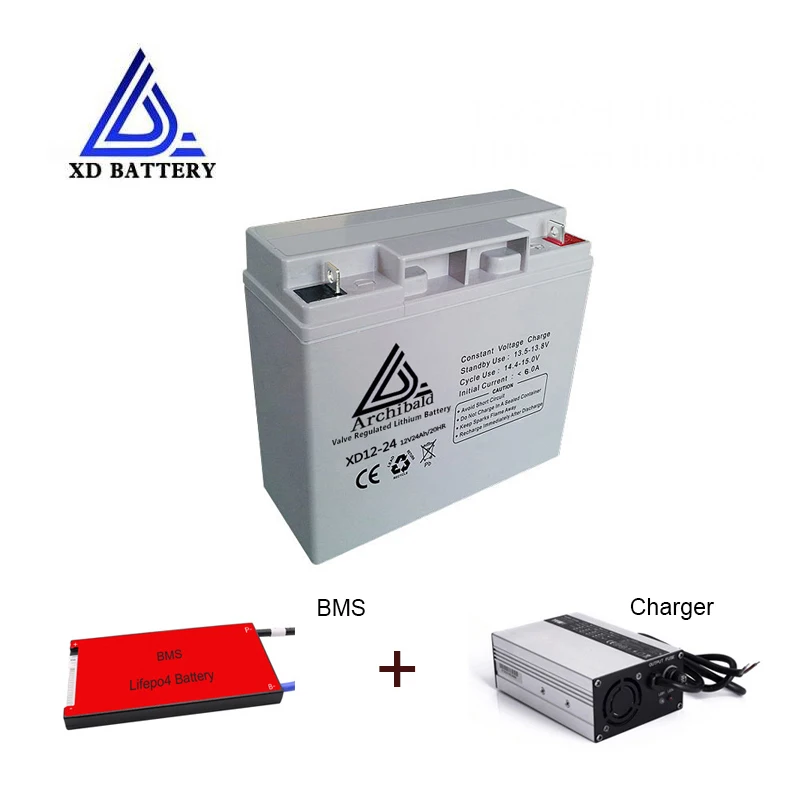 oem odm deep cycle lifepo4 12v 24ah lithium battery with bms