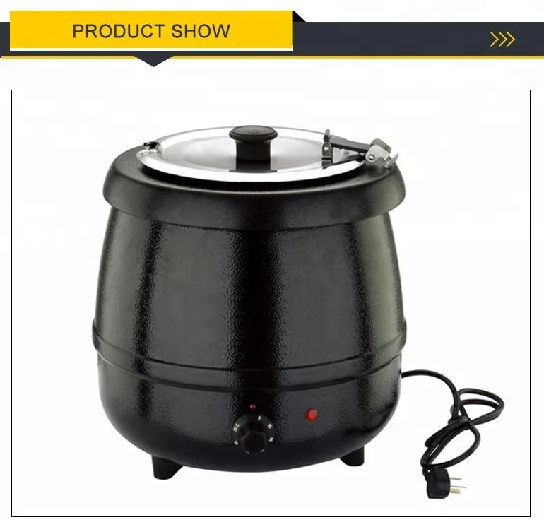 KANGTEEN 10L Commercial Electric Soup Kettle Warmer, Electric Stainless Steel Food Warmer Pot Black Temperature Adjustable 86-185, Size: 35*35*36cm (13.78*