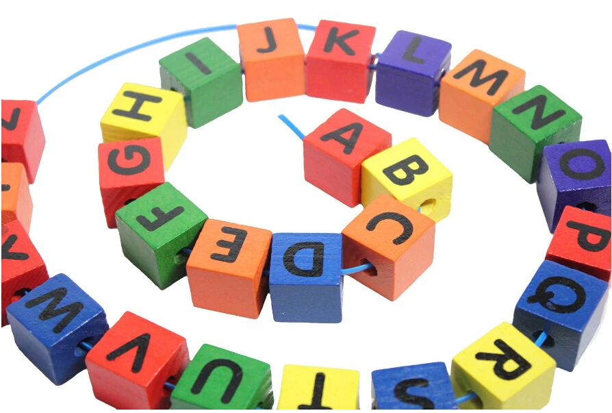 Jumbo Wood Alphabet Lacing Beads For 