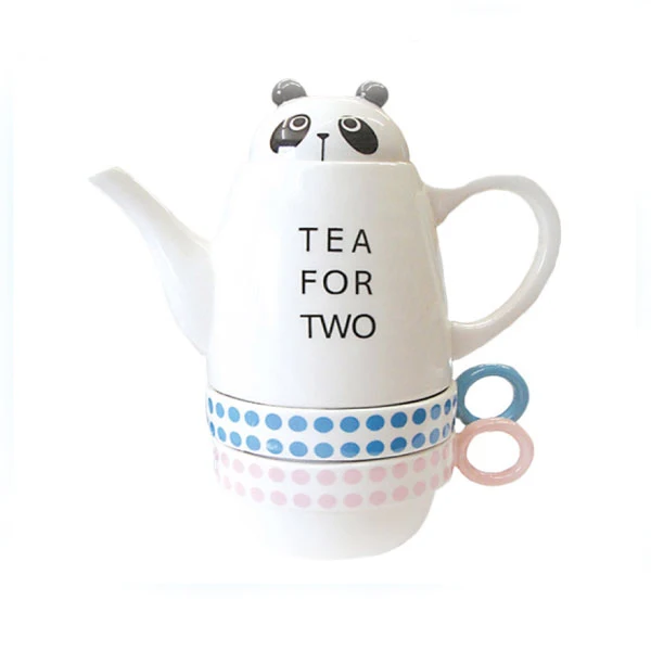 豆茶器・動物柄　Dou Tea Set (Animal Pattern) Tea for Two - Stackable Ceramic Animal Shaped Teapot