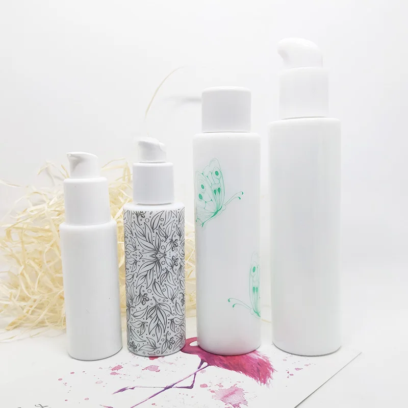 Lotion Pump White Opal Glass Square Porcelain Cosmetic Pump 30ml Ceramic Lotion Bottle