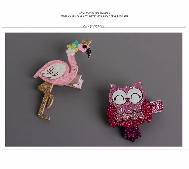 Fashion Cute Cartoon Flamingo And owl Baby Hairpins kids Hair Clips ...