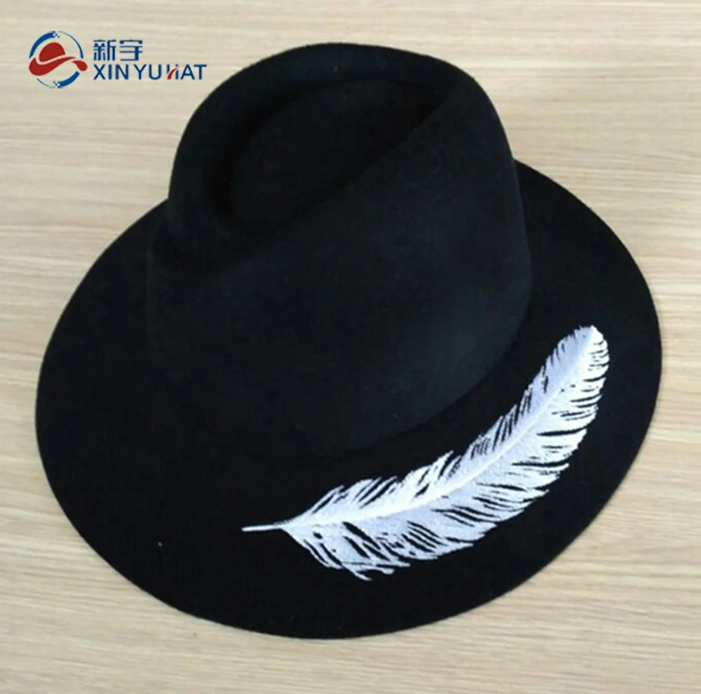 Vintage Wide Brim Wool Felt Women Hat 
