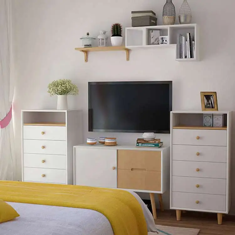 High Quality Cheap Wooden Chest of Drawers Wood White for Living Room