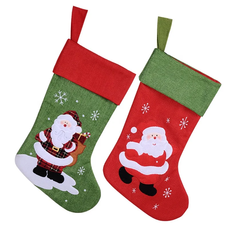 Personalized Here comes Santa Claus felt Christmas stocking