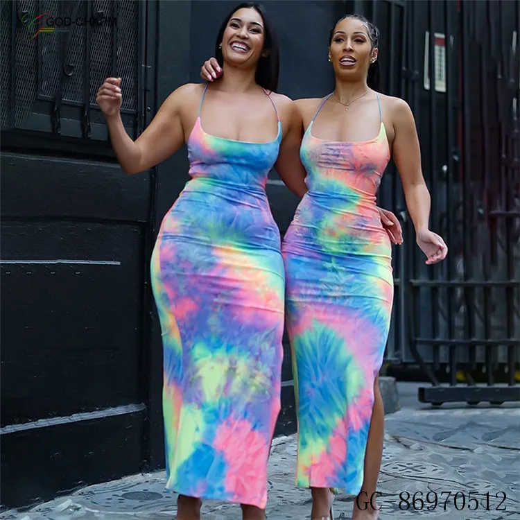 chinese dress ladies Rosie Assoulin Women's High Garden Tie-Dye Maxi Dress - Tie Dye