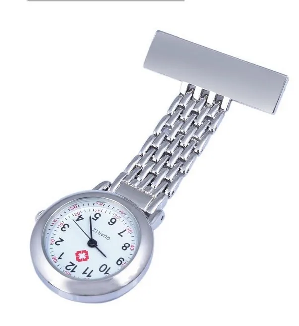 Classic Round Dial Cheap Nurse Watch Promotional Breast Metal Unisex Men and Women Silver Quartz Nurse Watch