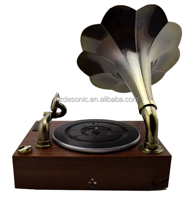 High End Modern Gramophone Lp Turntable Record Player With Horn