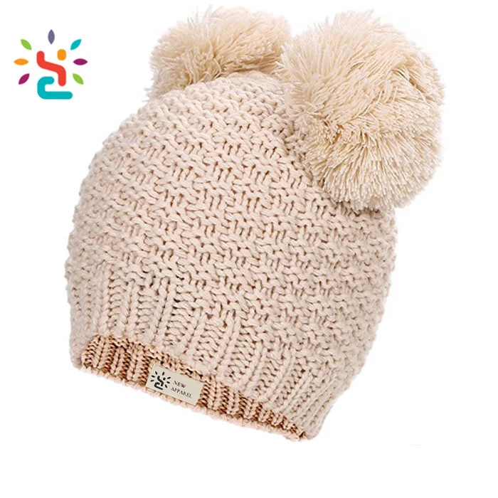 boys double pom pom hat