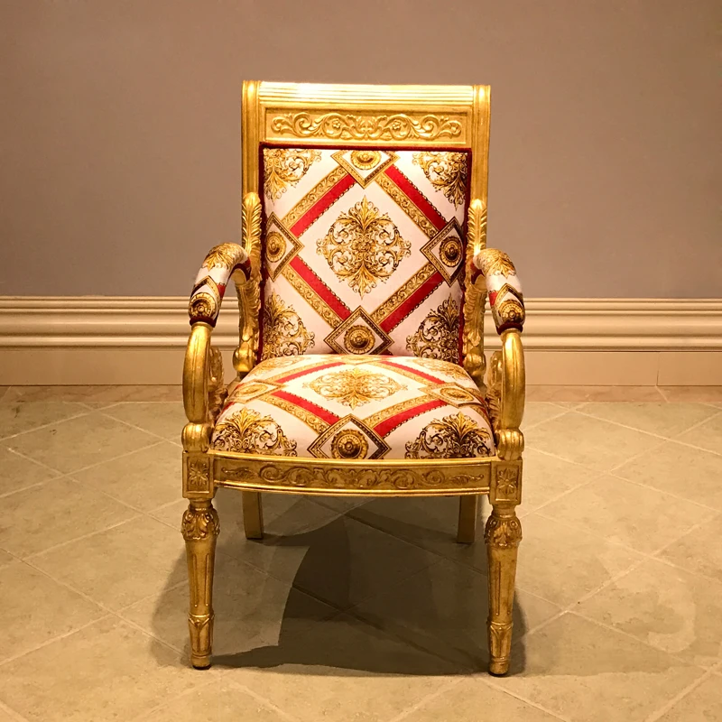 Source French Louis XV Rococo Gold Leaf Wooden Carving Armchair Dining Chair  With High Quality Fancy Patterned Velvet, Medusa Furniture on m.