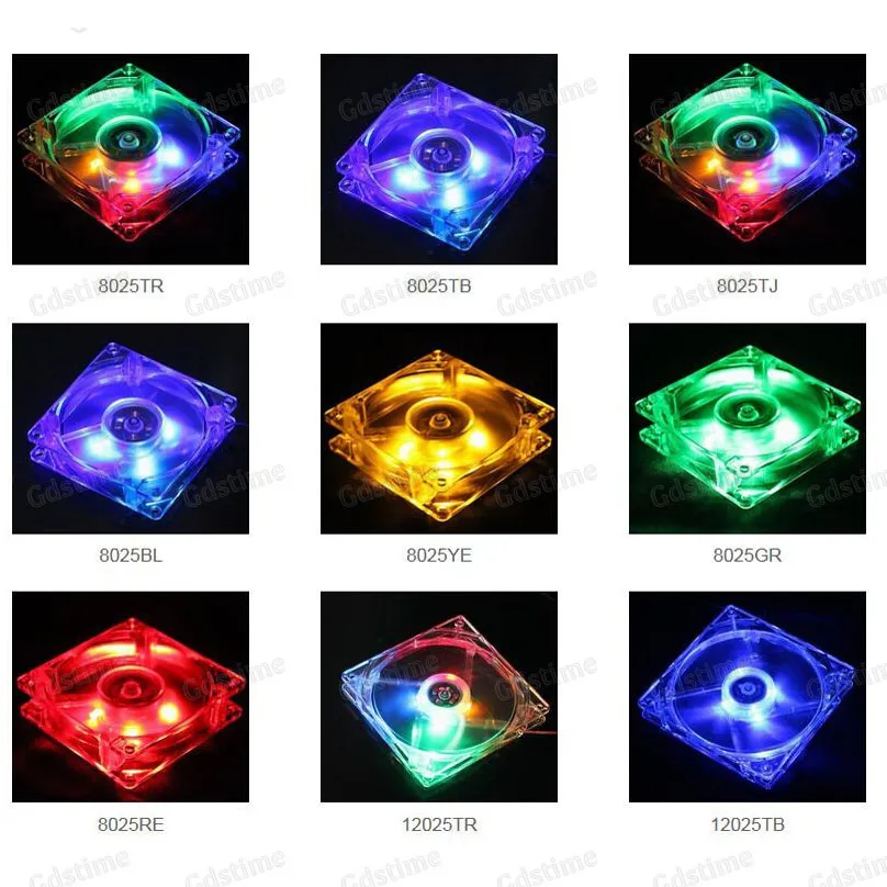 Computer RGB Colorful Case Fan 12V 80x80x25mm 80mm LED DC Cooling Fans