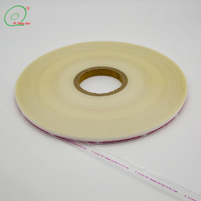 QC-134WR Resealable Bag Sealing Tape Double Side Adhesive Tape PE Acrylic Transparent Double Sided Using for Sealing Bopp Bags