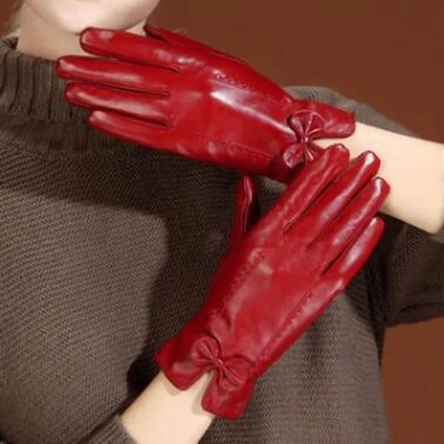 Модная черная зимняя женская ветрозащитная варежка из натуральной овечьей кожи с