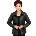 Woman Basic Puffer Jacket Black Blue Red Coat Middle Aged Womens Quilted Jackets Stand Collar Zipper