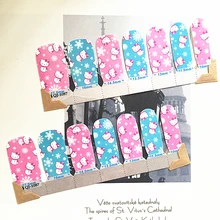 Pink Bule Cute Cartoon cat Nail Arts Nail Sticker Waterproof Nail Decal Sticker Gel Polish French