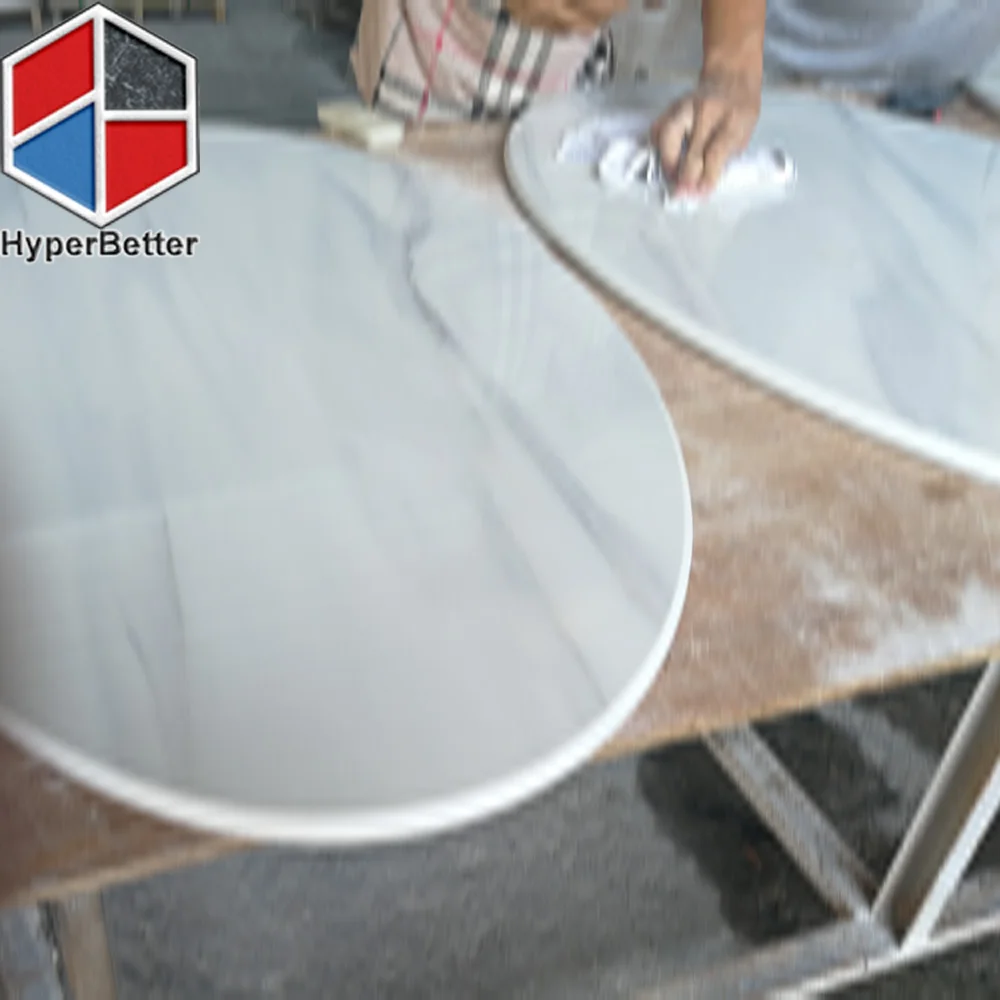 Искусственный каррарский мраморный кофейный столик овальной формы
