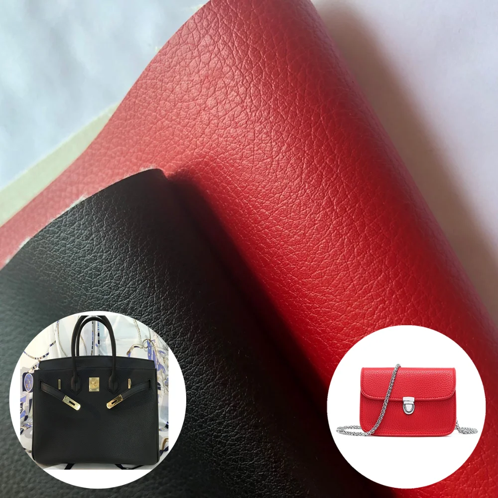 Hot Sell Embossed Litchi grain Pu Synthetic Leather for Handbag and shoes