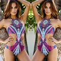 CRESTGOLF Sexy Lady Bikinis High Waist Swimsuits Swimwear Print Understand Bikinis with Strappy