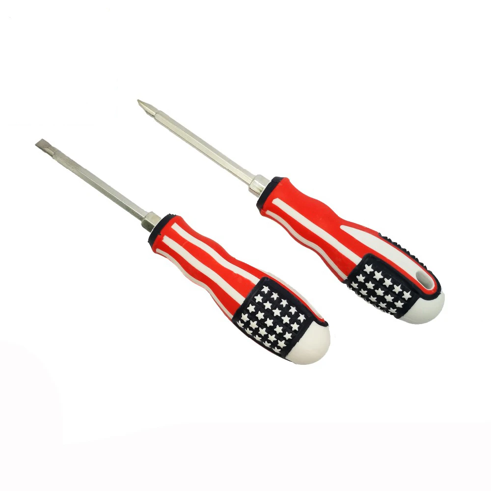 2er-Set Schraubendreher Mit US-Flaggen-Design – Magnetisch, 6 Mm, Gerade & Kreuzschlitz