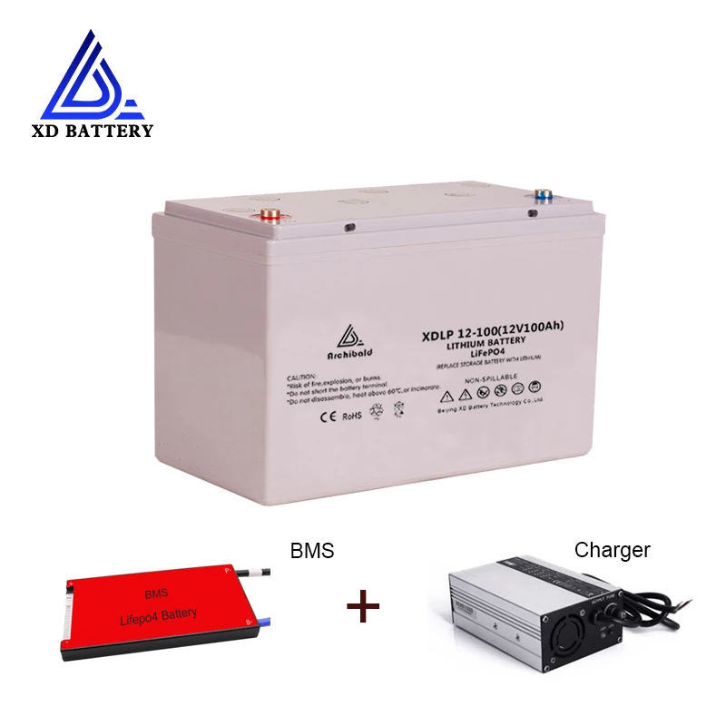 factory direct high capacity 12v 100ah lithium iron phosphate battery pack with bms for boat waterproof ABS case