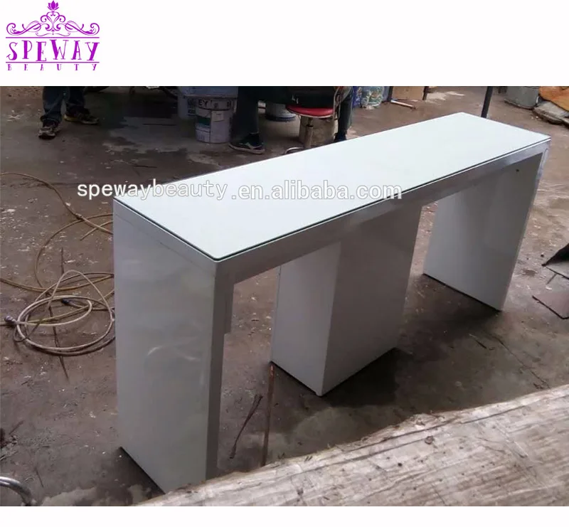 Speway Custom Modern Triple Seaters Manicure Table Simple Marble Top Salon Nail Table Triple Seat Nail Table