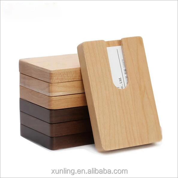 Wooden Name Card Business Card Holder Handmade Box Storage id credit case E&F 